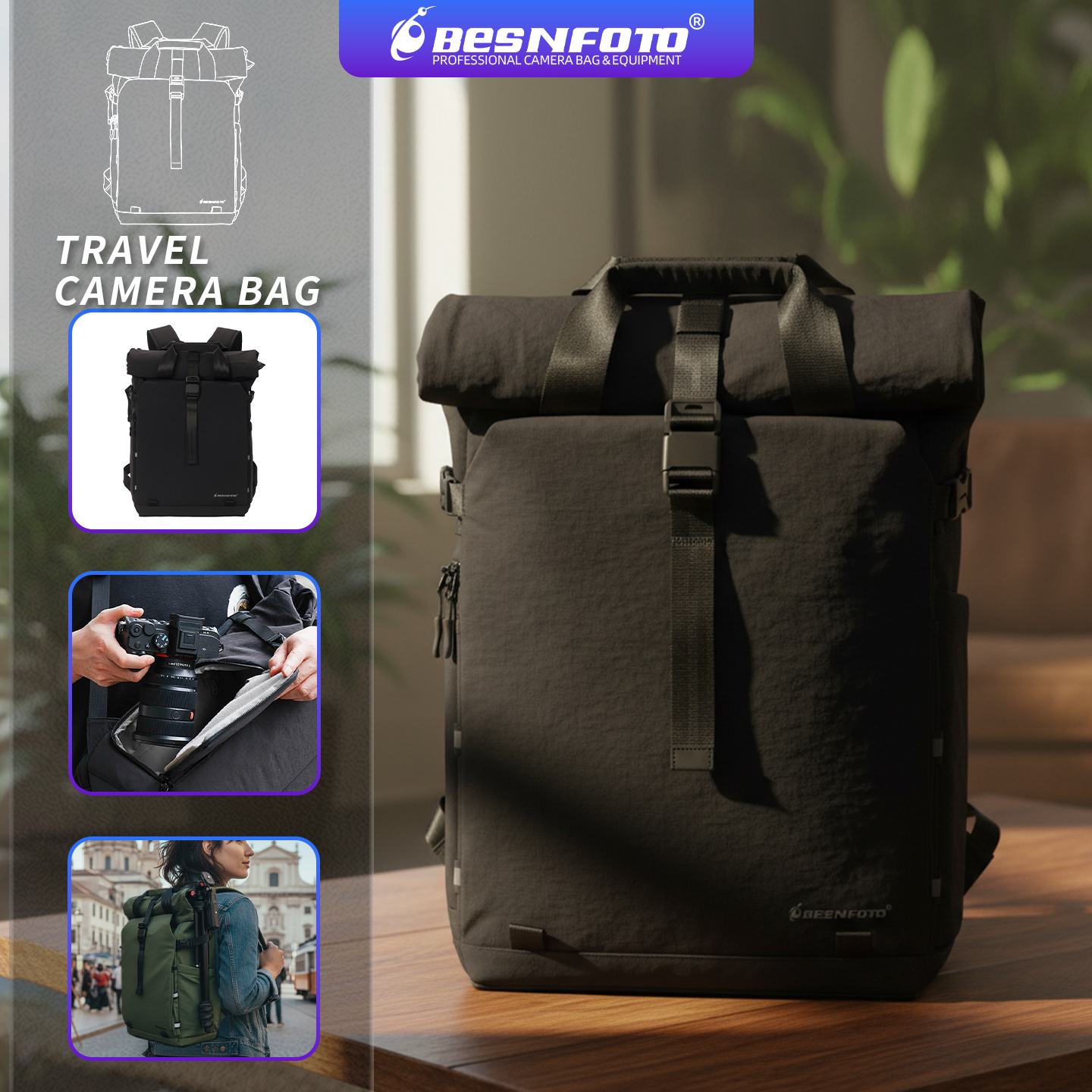 Drone Battery Bag - Besnfoto Professional Camera Backpack Waterproof Expandable