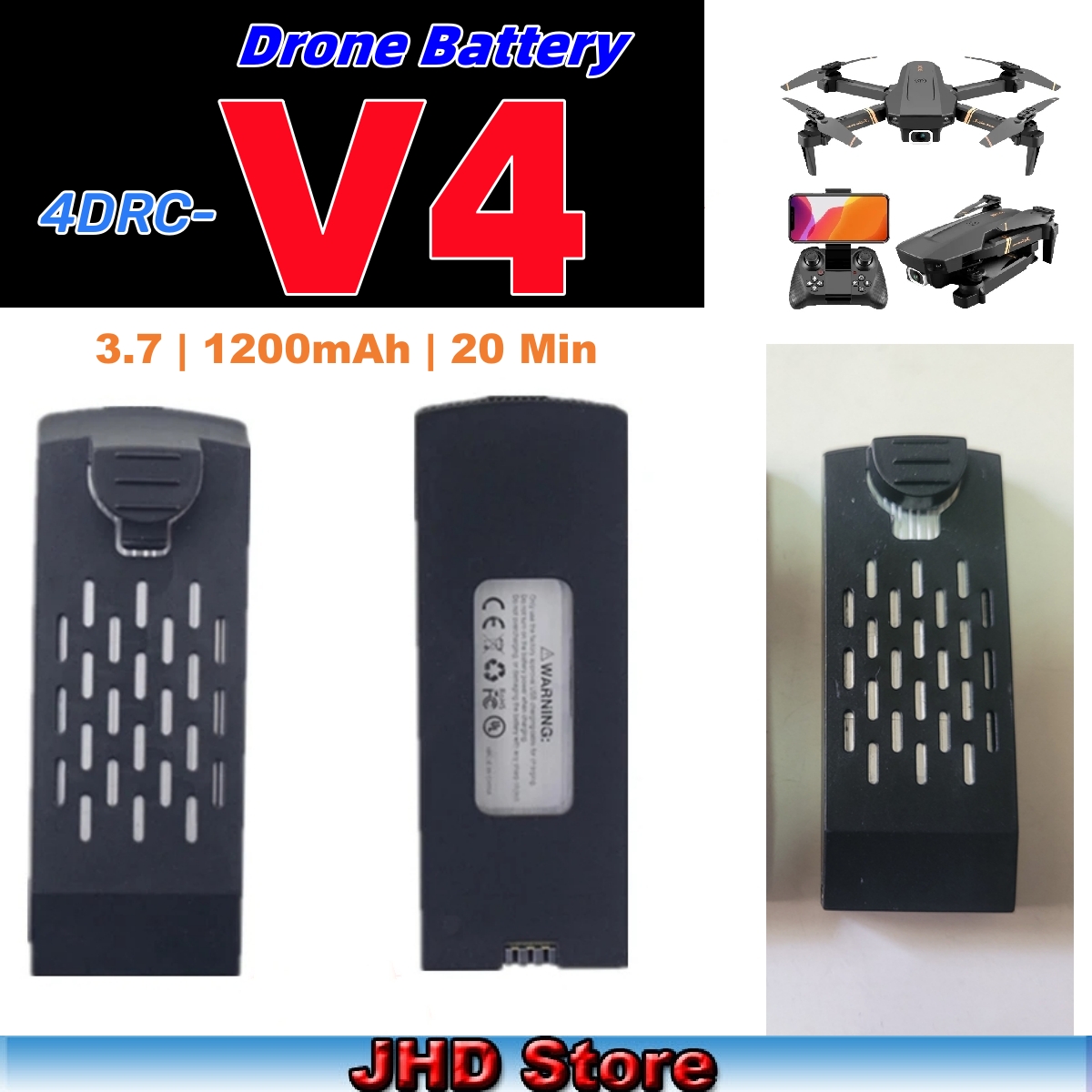 Drone Battery Li-Ion - JHD Bateria 4DRC V4 Battery 3.7V