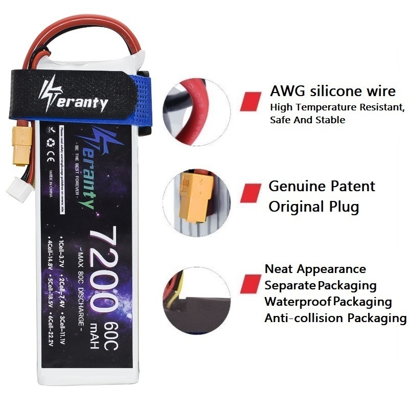 Upgrade 2S 7.4V 7200mAh 60C 6S - Drone Battery 6S บทวิจารณ์และราคา