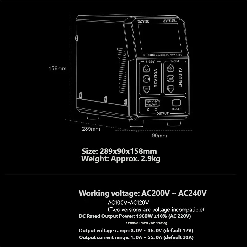 SKYRC PSU2000 1980W Adjustable - Drone Battery Charger บทวิจารณ์และราคา