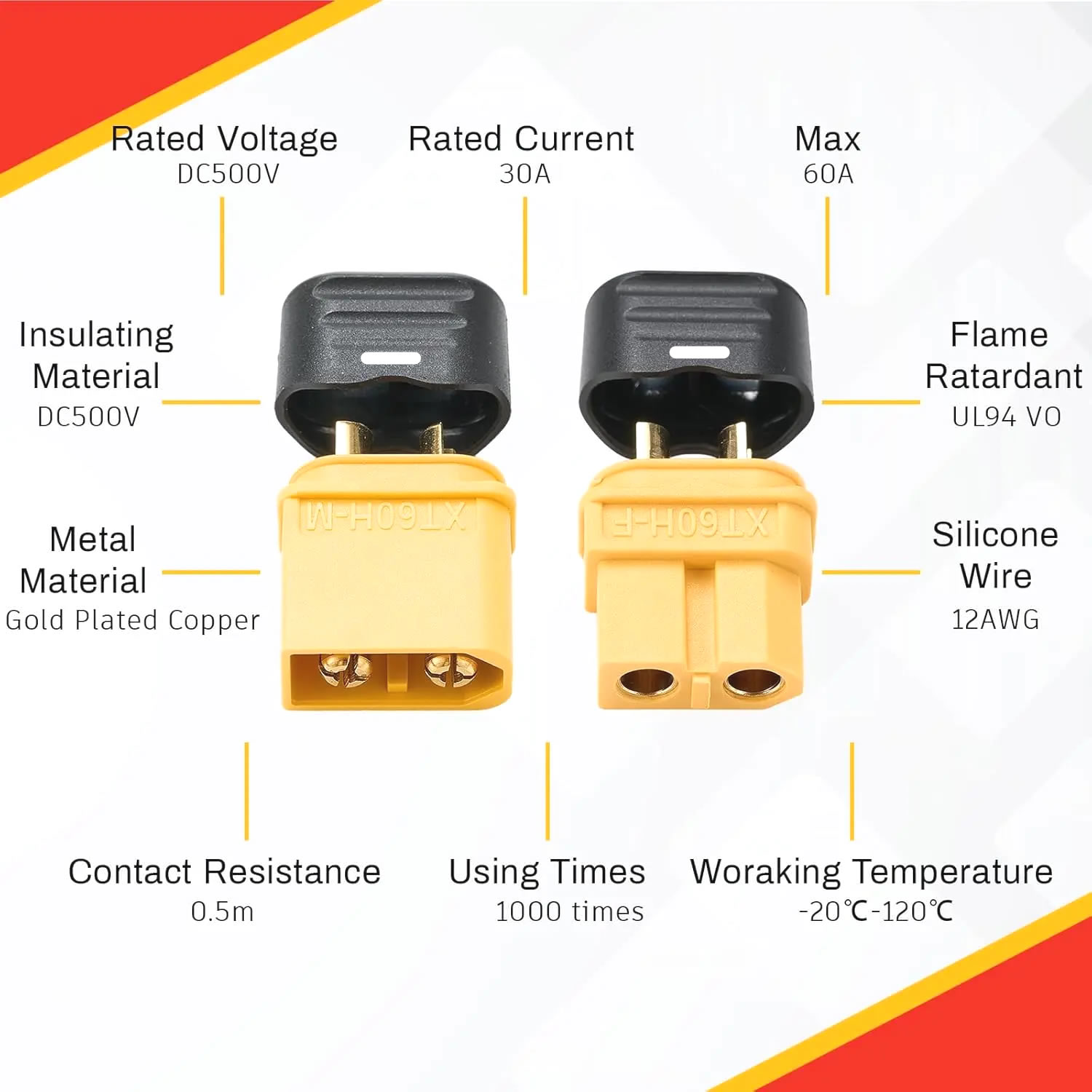XT60 Connector Plug with Sheat - Drone Battery Connector บทวิจารณ์และราคา