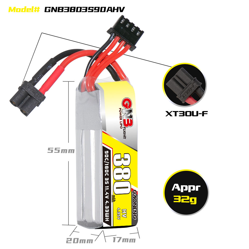 GNB GAONENG 3S 11.4V HV 380mah - Drone Battery High Voltage บทวิจารณ์และราคา
