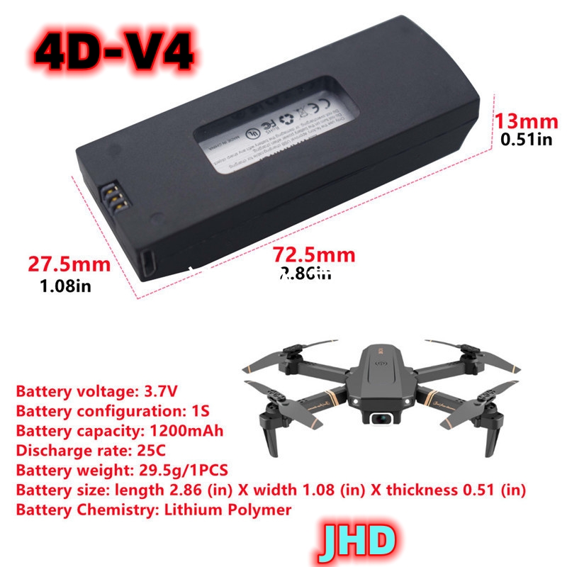 JHD Bateria 4DRC V4 Battery 3. - Drone Battery Li-Ion บทวิจารณ์และราคา