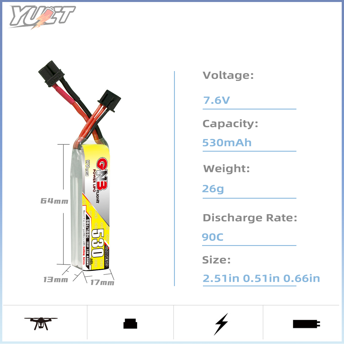 YUCT GNB 2S LiPo Battery LiHV  - Drone Battery Lipo บทวิจารณ์และราคา