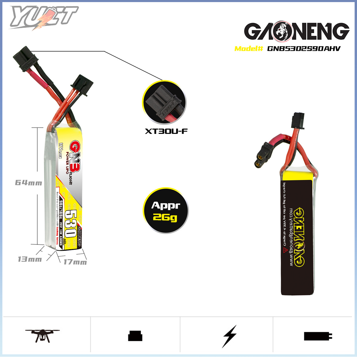 YUCT GNB 2S LiPo Battery LiHV  - Drone Battery Lipo บทวิจารณ์และราคา