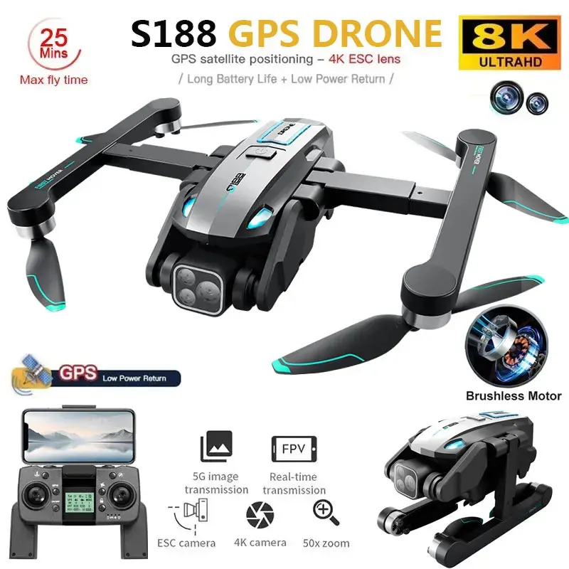 S188 Professional 8K GPS Drone - Drone Battery Li-Ion บทวิจารณ์และราคา