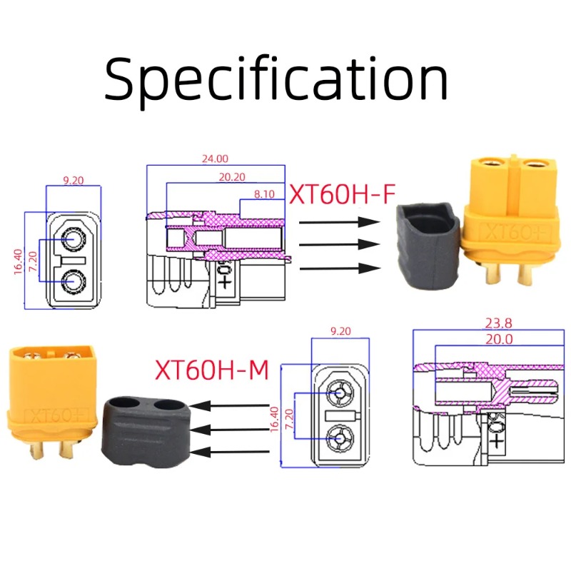 1Pair XT60H Female Bullet Conn - Drone Battery Connector บทวิจารณ์และราคา