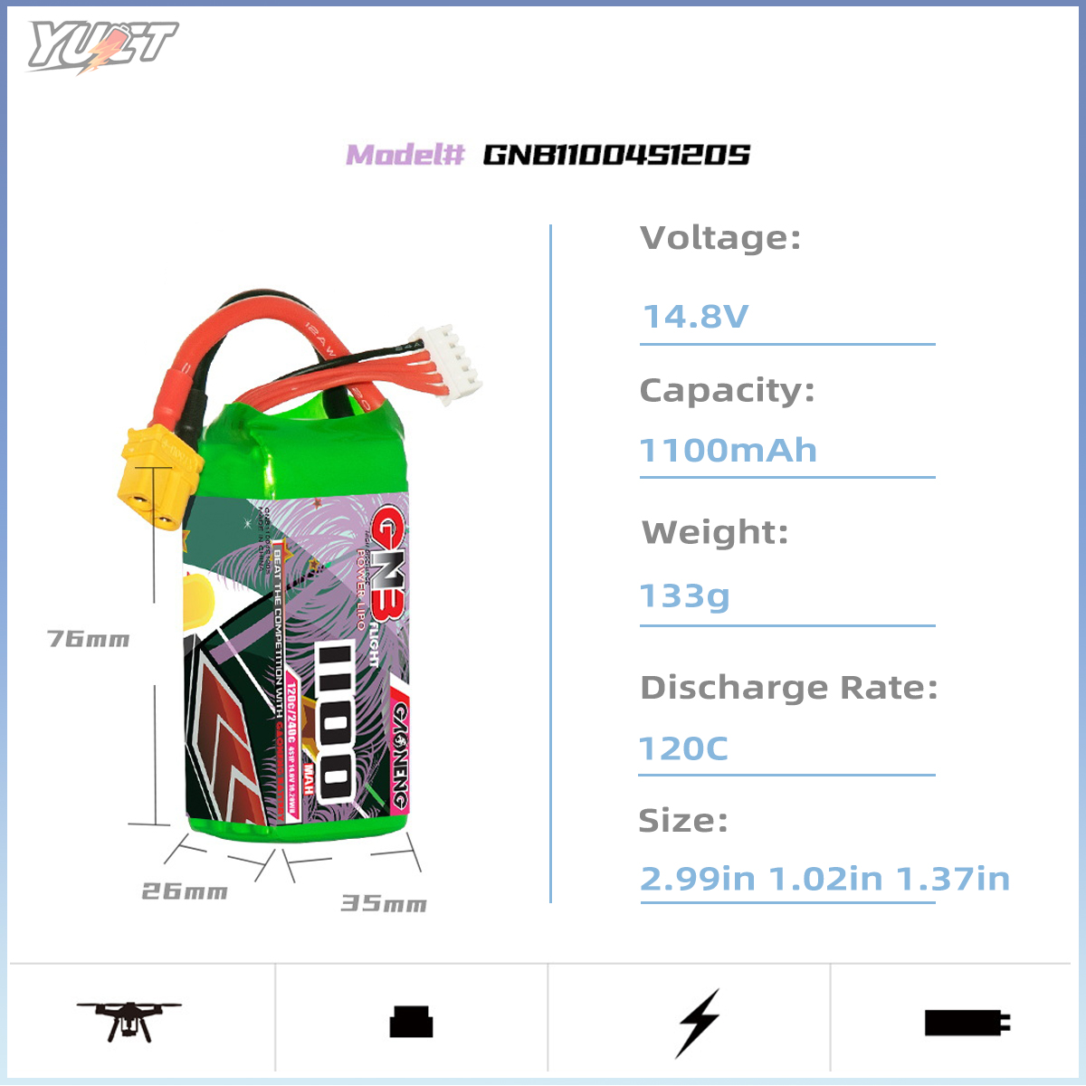 YUCT GNB 6S LiPo Battery 22.2V - Drone Battery Lipo บทวิจารณ์และราคา