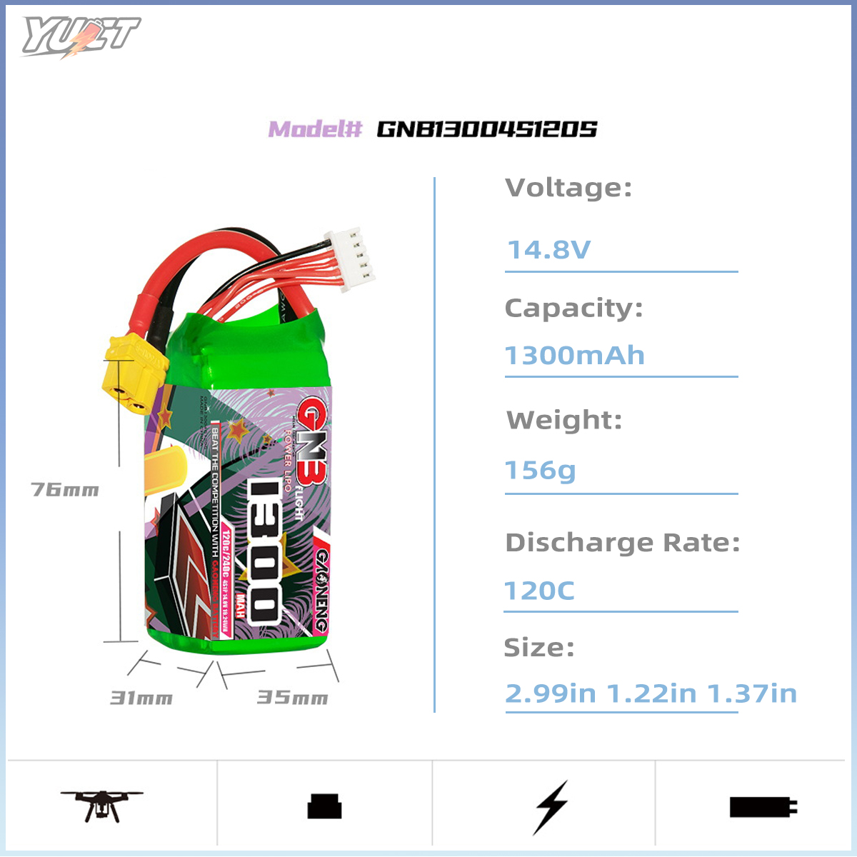 YUCT GNB 6S LiPo Battery 22.2V - Drone Battery Lipo บทวิจารณ์และราคา