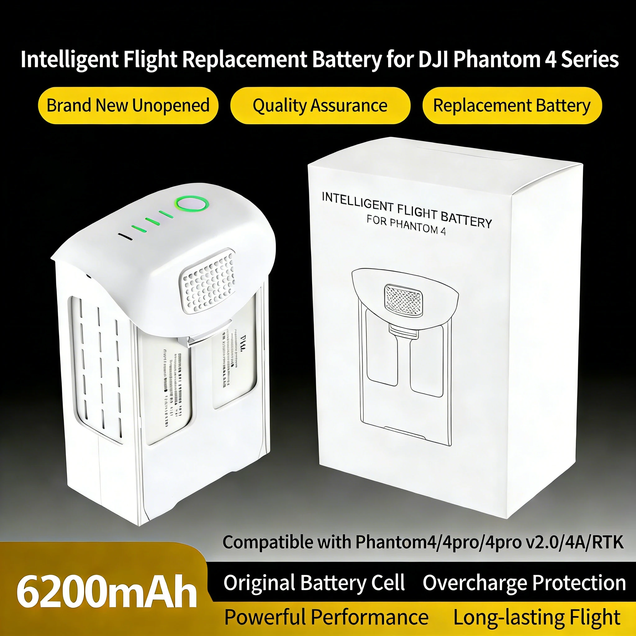 New Phantom 4 battery 6200mah  - Drone Battery Li-Ion บทวิจารณ์และราคา