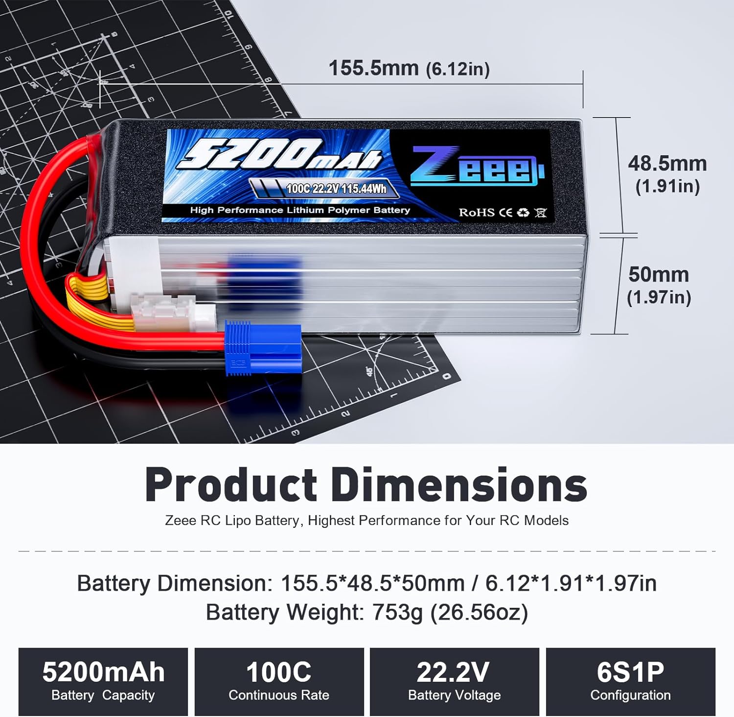 Zeee 6S 5200mAh Lipo Battery 2 - Drone Battery 6S บทวิจารณ์และราคา